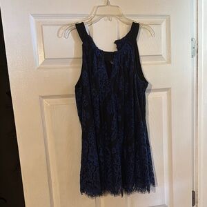 Elegant Black and Blue Lace Dress
